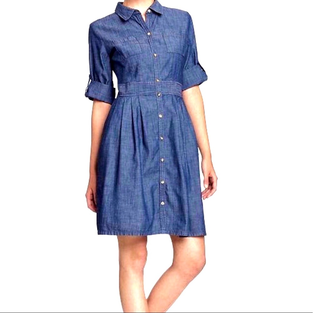 Old Navy Chambray Denim Button Shirt Dress